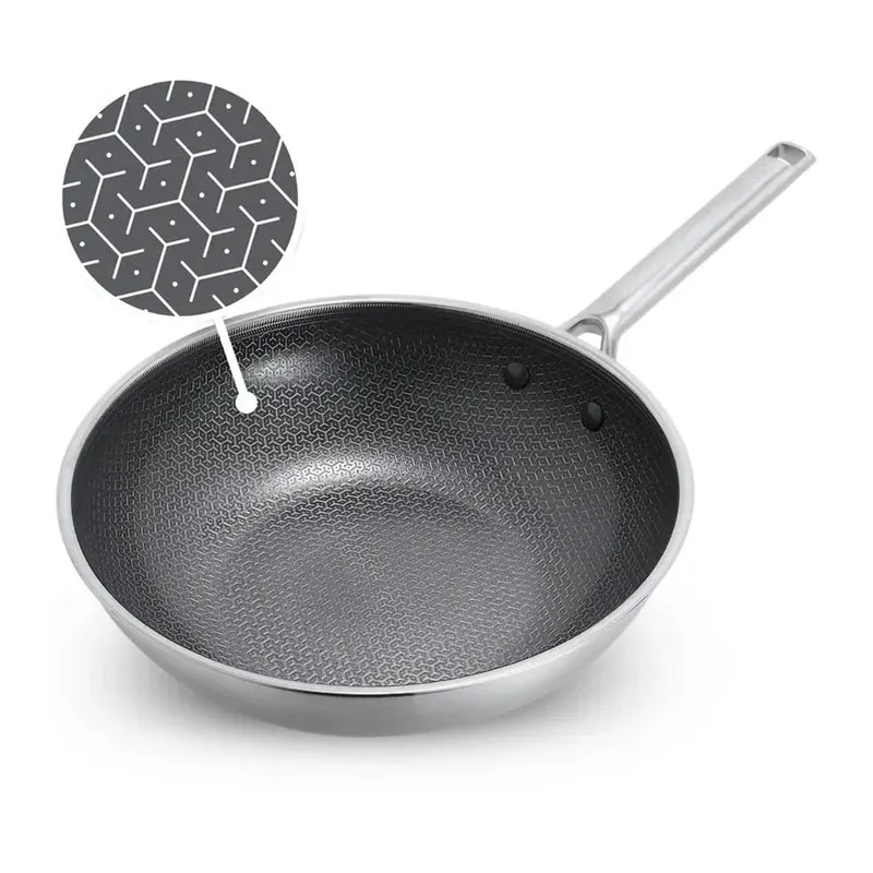 Wok cerámico de acero inoxidable tricapa con fondo de nido de abeja Apex GreenPan
