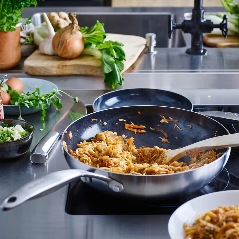 Wok cerámico con exterior de acero inoxidable Geneva GreenPan