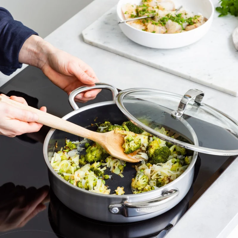 Cacerola baja cerámica con exterior acero inoxidable Premiere GreenPan