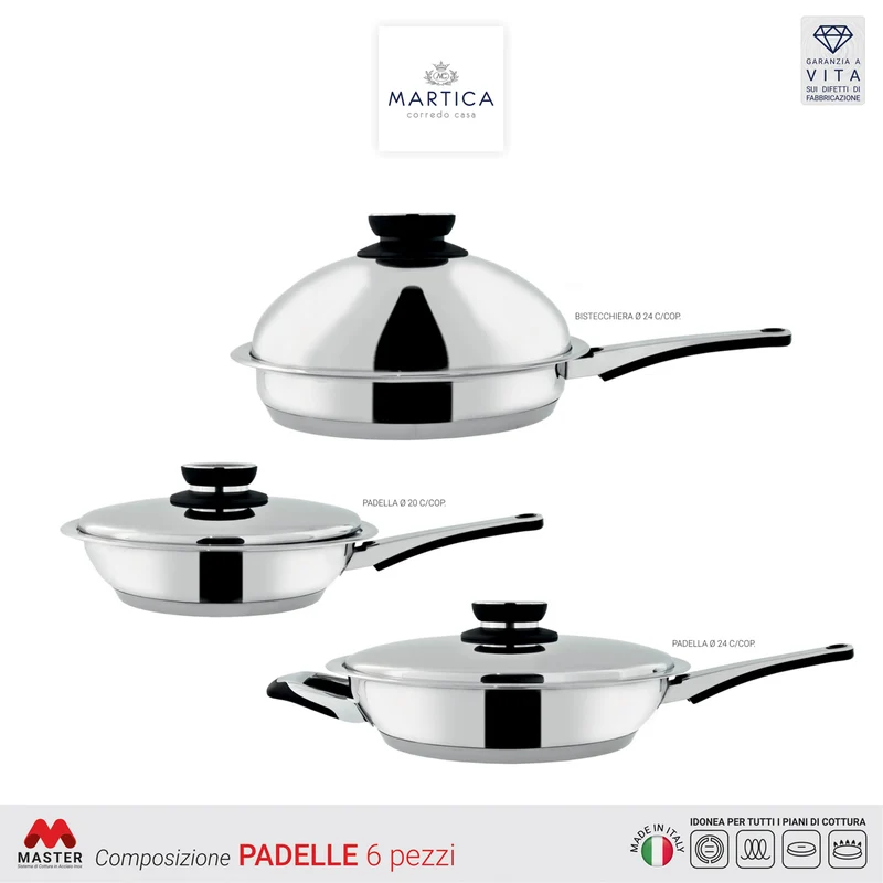 Set di padelle in acciaio inox ad induzione - Master