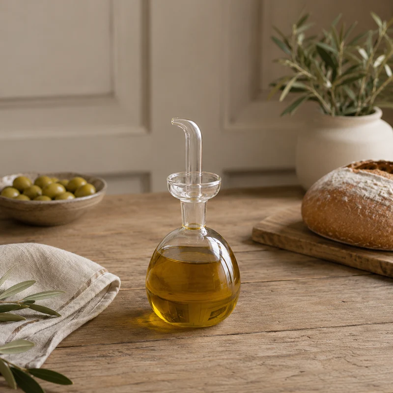 Aceitera y vinagrera redonda de cristal Thermic Luigi Bormioli