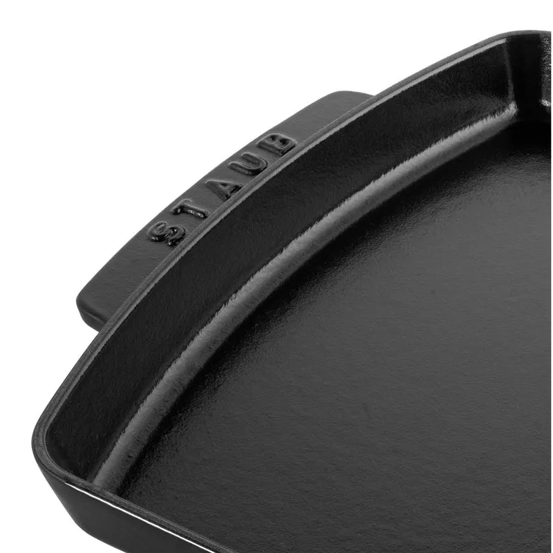 Bandeja rectangular de hierro fundido para cocinar y servir con base de madera Staub