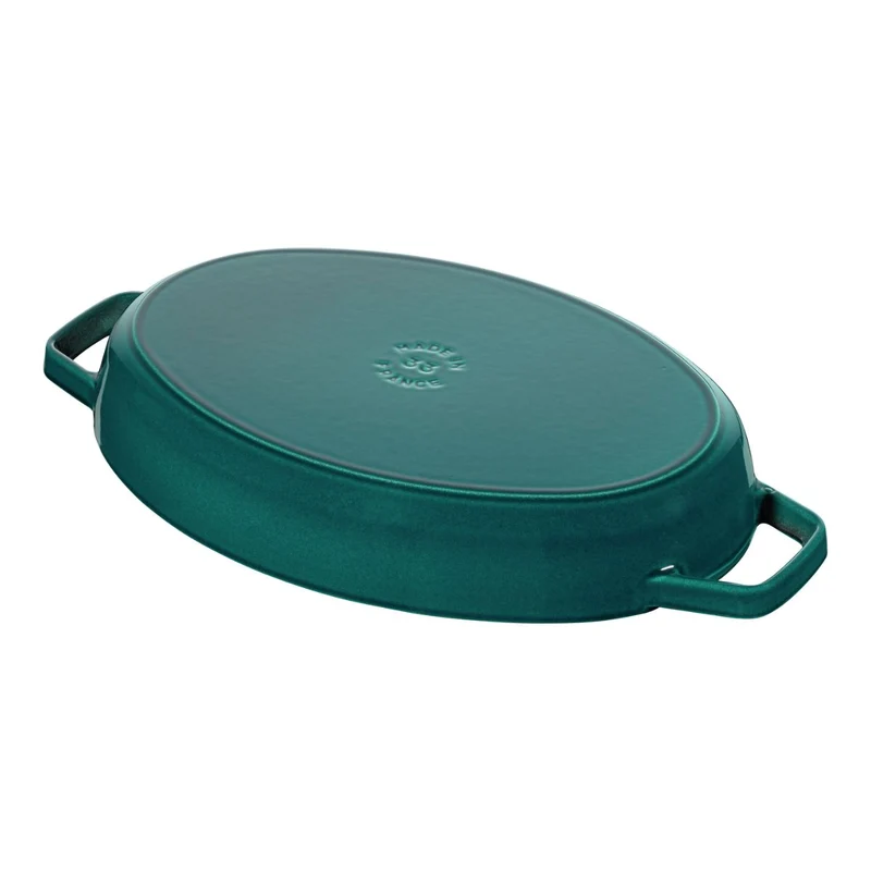 Fuente de horno ovalada de hierro fundido con tapa Staub