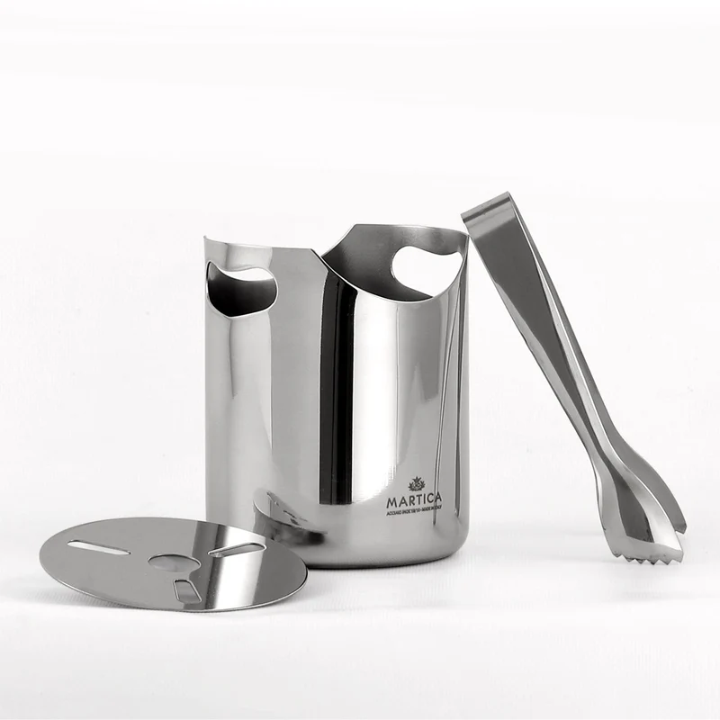 Secchiello ghiaccio moderno con pinza in acciaio inox - Basic