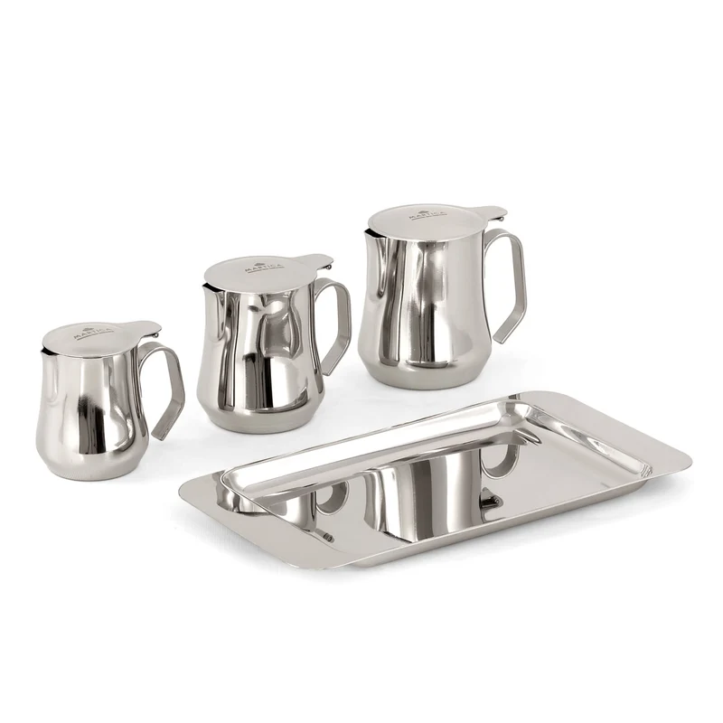 Set caffettiere a servire scaldacaffè in acciaio inox con vassoio - Basic