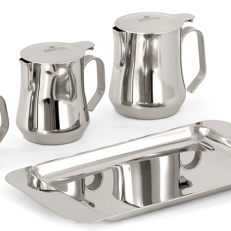 Set caffettiere a servire scaldacaffè in acciaio inox con vassoio - Basic