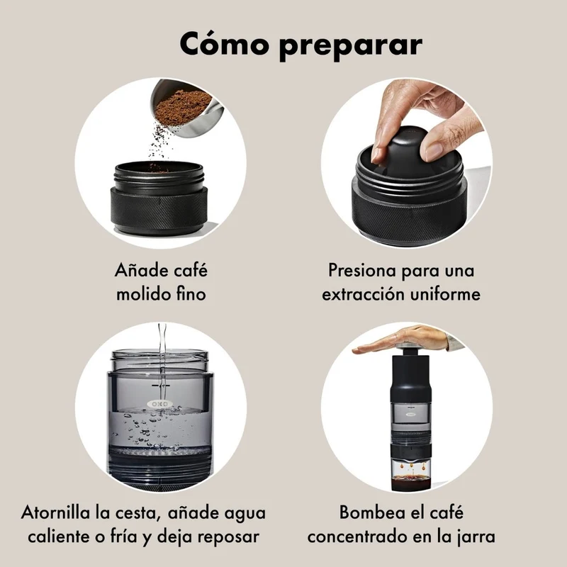 Cafetera portátil manual para café caliente y cold brew Rapid Brewer OXO