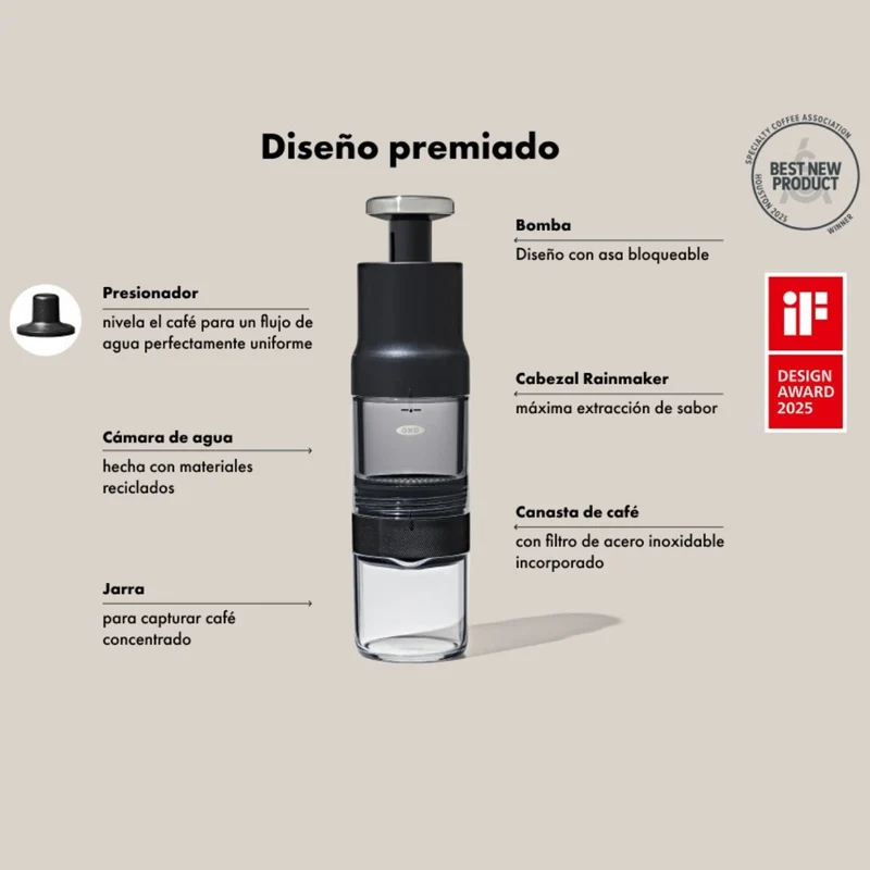Cafetera portátil manual para café caliente y cold brew Rapid Brewer OXO