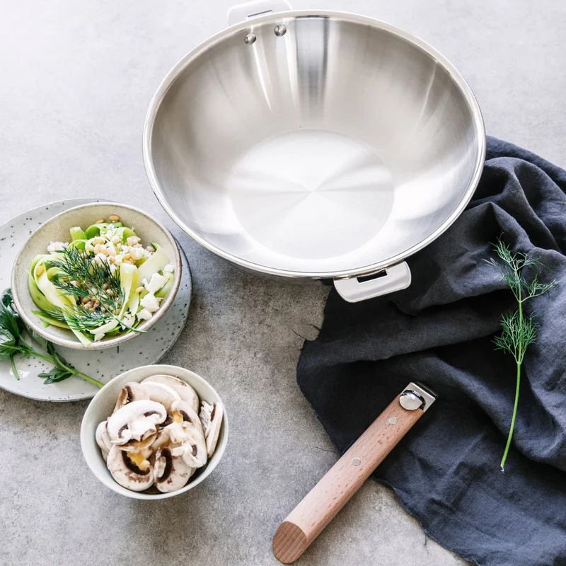 Wok de acero inoxidable multicapa Casteline Cristel