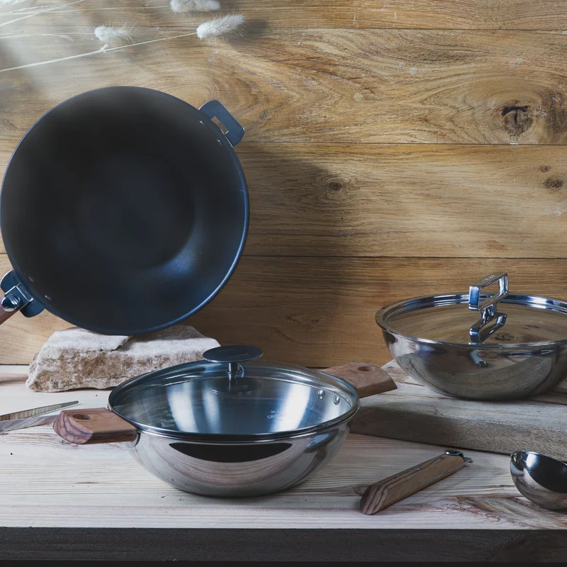 Wok de acero inoxidable multicapa Casteline Cristel