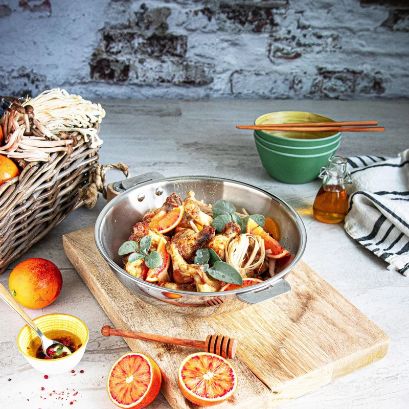 Wok de acero inoxidable multicapa Casteline Cristel