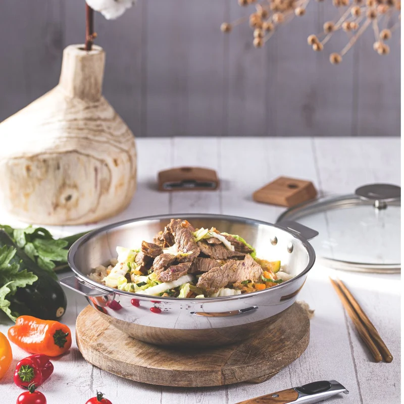 Wok de acero inoxidable multicapa Casteline Cristel