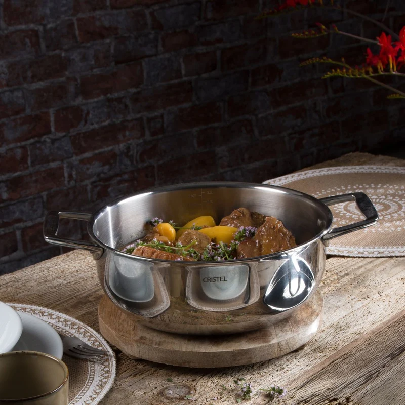 Cacerola alta de acero inoxidable 5-Ply con tapa Castel'Pro Cristel