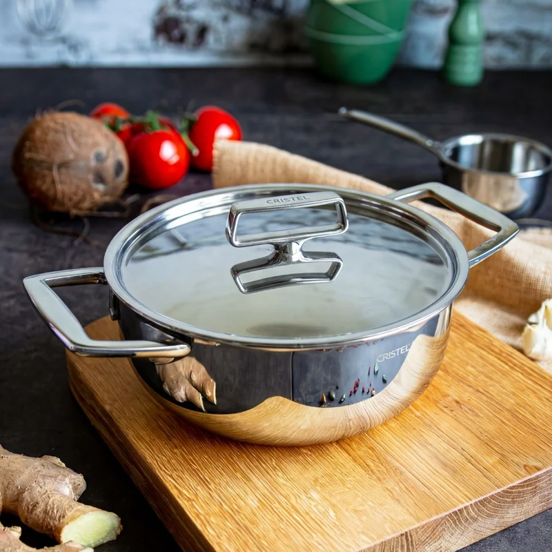 Cacerola alta de acero inoxidable 5-Ply con tapa Castel'Pro Cristel