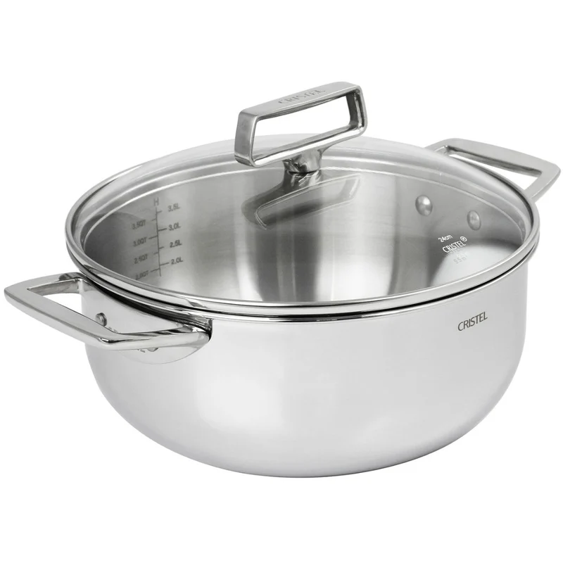 Cacerola alta de acero inoxidable 5-Ply con tapa Castel'Pro Cristel