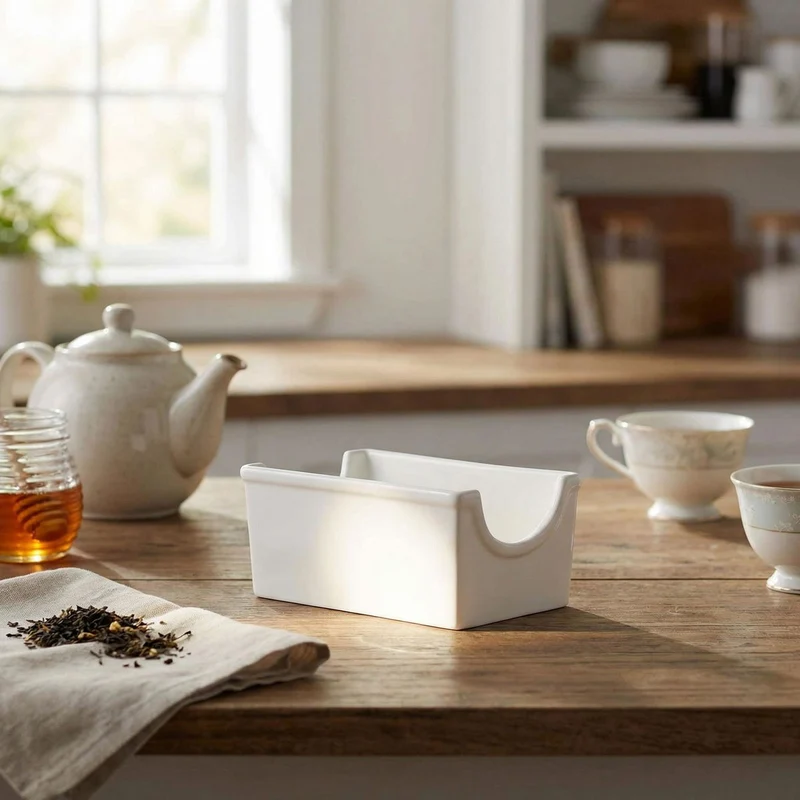 Bandeja de porcelana para bolsas de té y azúcar Menage La Porcellana Bianca