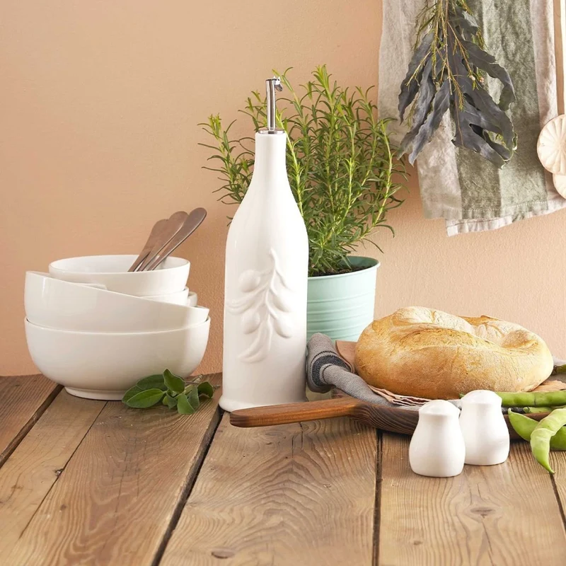Aceitera cilíndrica de porcelana Menage La Porcellana Bianca