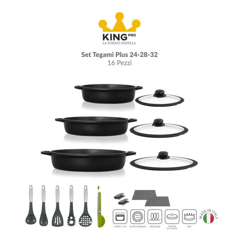 Set tegami antiaderenti ad induzione 24-28-32 - King Pro