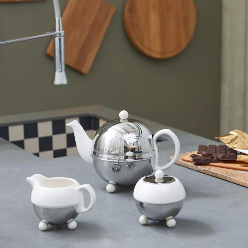 Tetera cerámica clásica con carcasa aislante de inox Cosy Bredemeijer