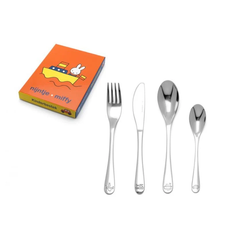 Cubertería de 4 piezas de acero inox Miffy Vehicles Zilverstad