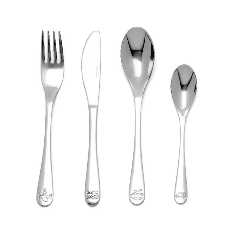 Cubertería de 4 piezas de acero inox Miffy Vehicles Zilverstad
