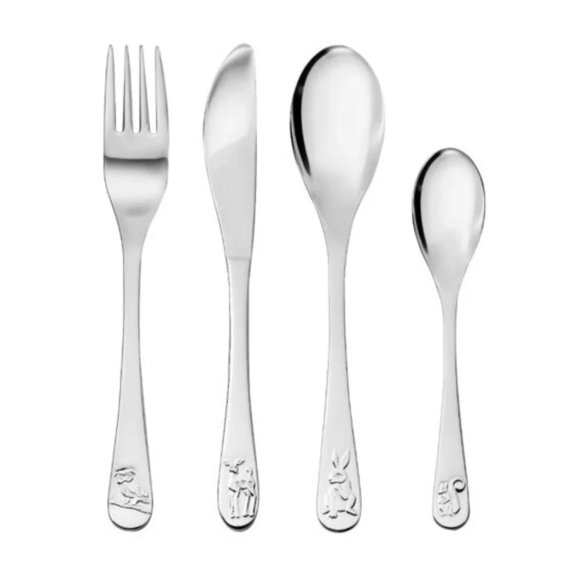 Cubertería de 4 piezas de acero inox Forest Animals Zilverstad