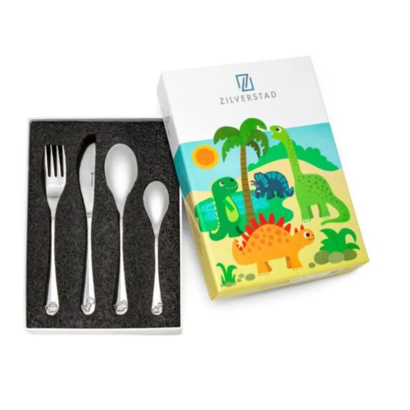 Cubertería de 4 piezas de acero inox Dinosaurs Zilverstad