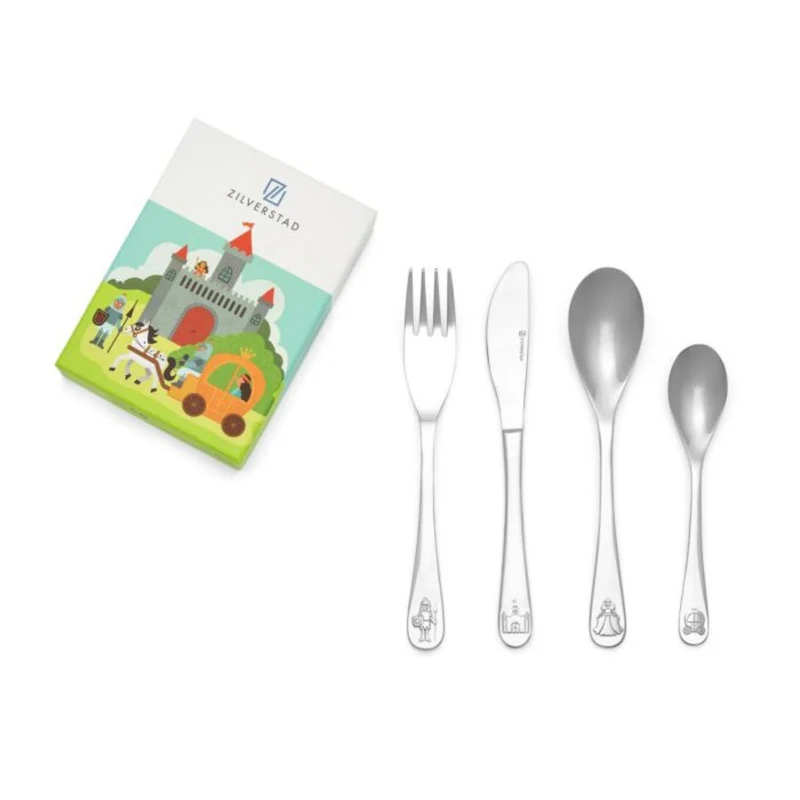 Cubertería de 4 piezas de acero inox Caballeros y Princesas Zilverstad