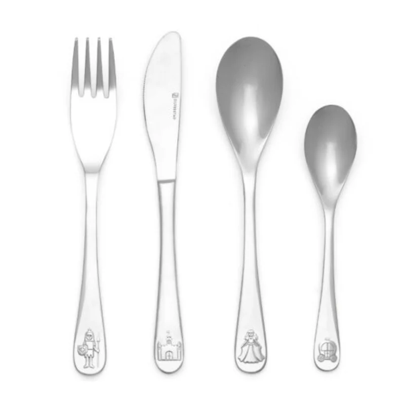 Cubertería de 4 piezas de acero inox Caballeros y Princesas Zilverstad