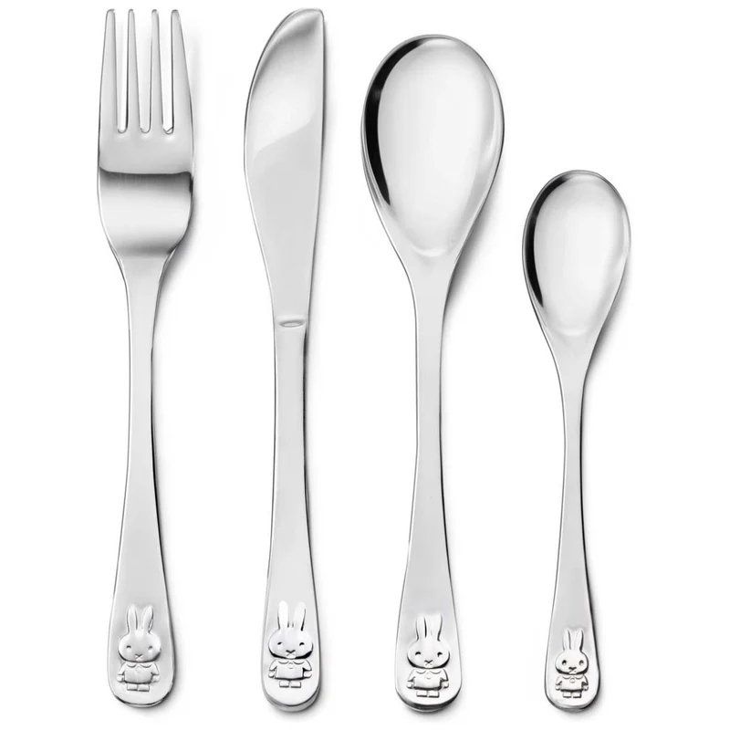 Cubertería de 4 piezas de acero inox Miffy Zilverstad
