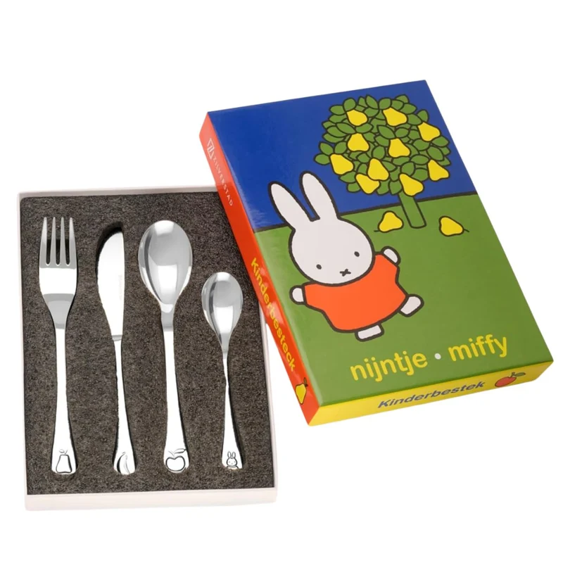 Cubertería de 4 piezas de acero inox Miffy Fruit Zilverstad