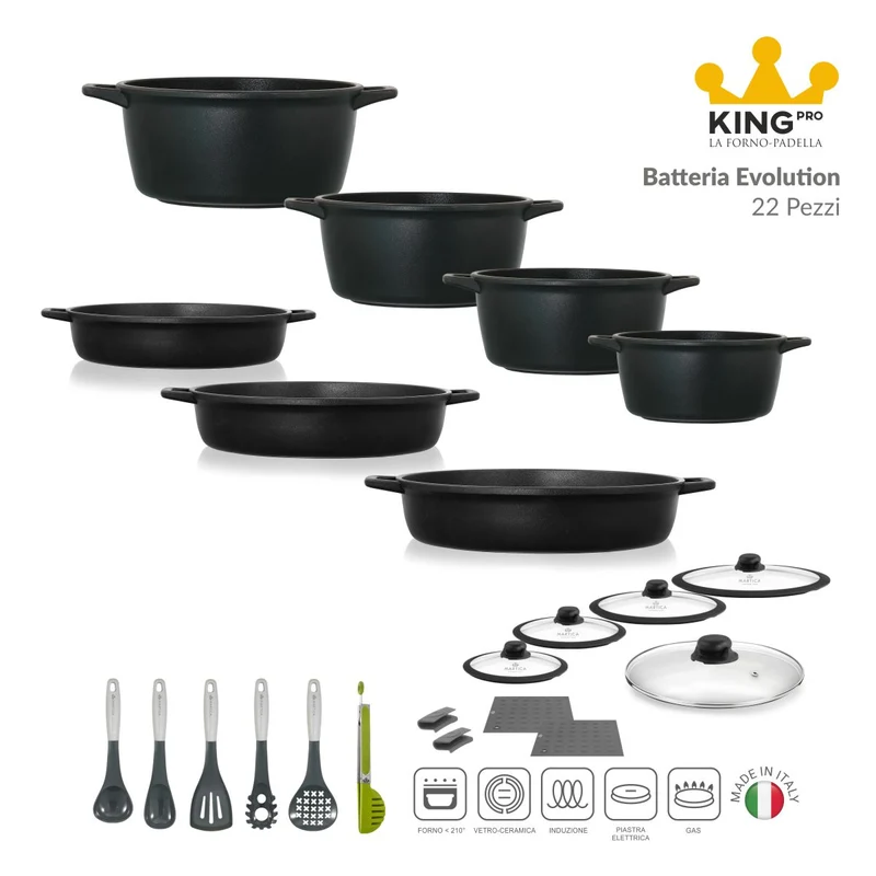 Batteria di pentole ad induzione antiaderente Evolution - King Pro