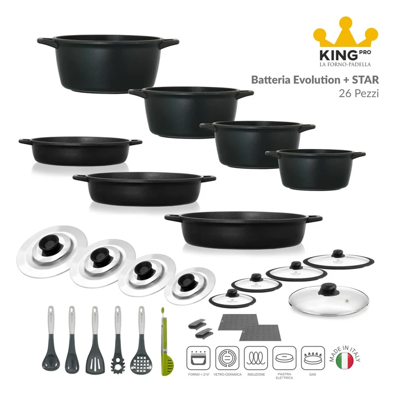 Batteria di pentole ad induzione antiaderente Evolution - King Pro Star