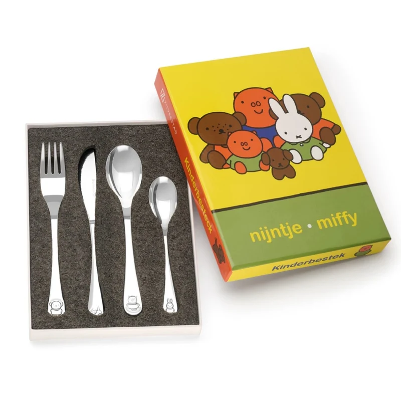 Cubertería de 4 piezas de acero inox Miffy Friends Zilverstad