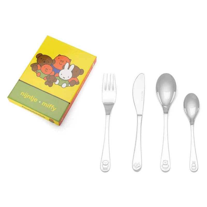 Cubertería de 4 piezas de acero inox Miffy Friends Zilverstad