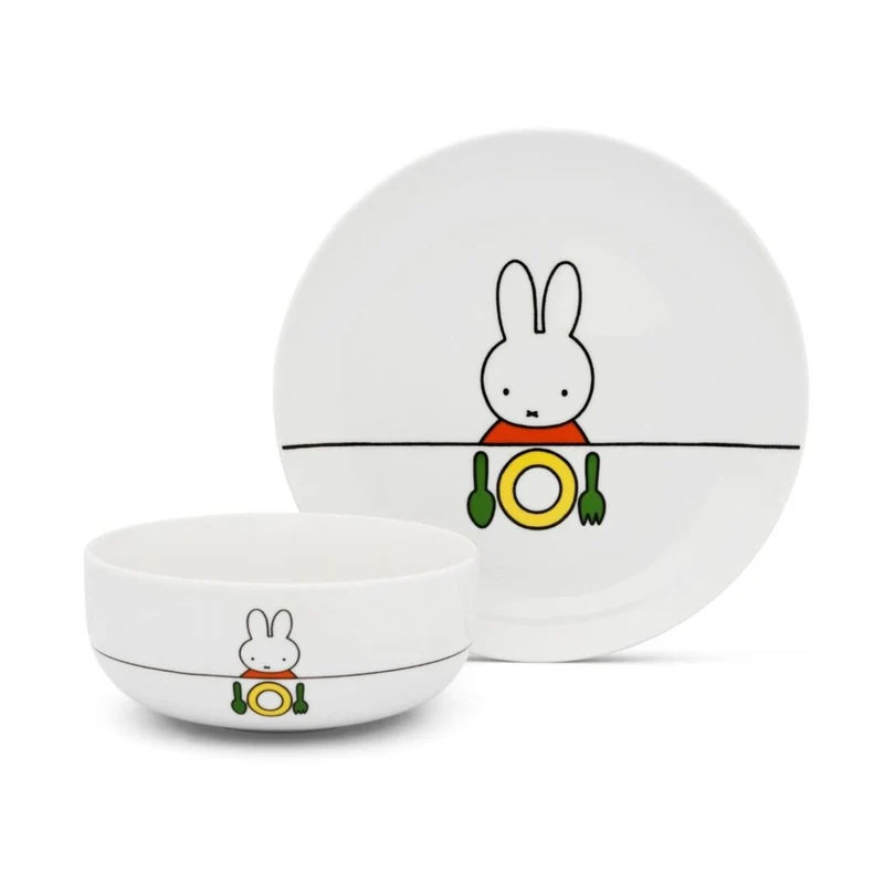 Juego cubertería 6 piezas inox y porcelana Miffy Zilverstad