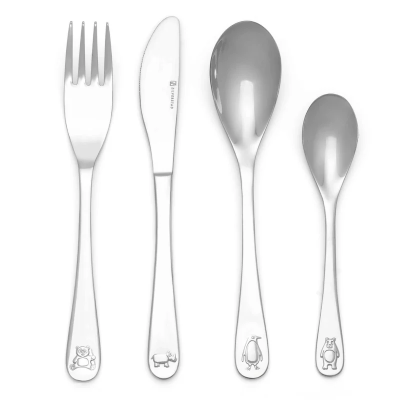 Cubertería de 4 piezas de acero inox Wildlife Zilverstad
