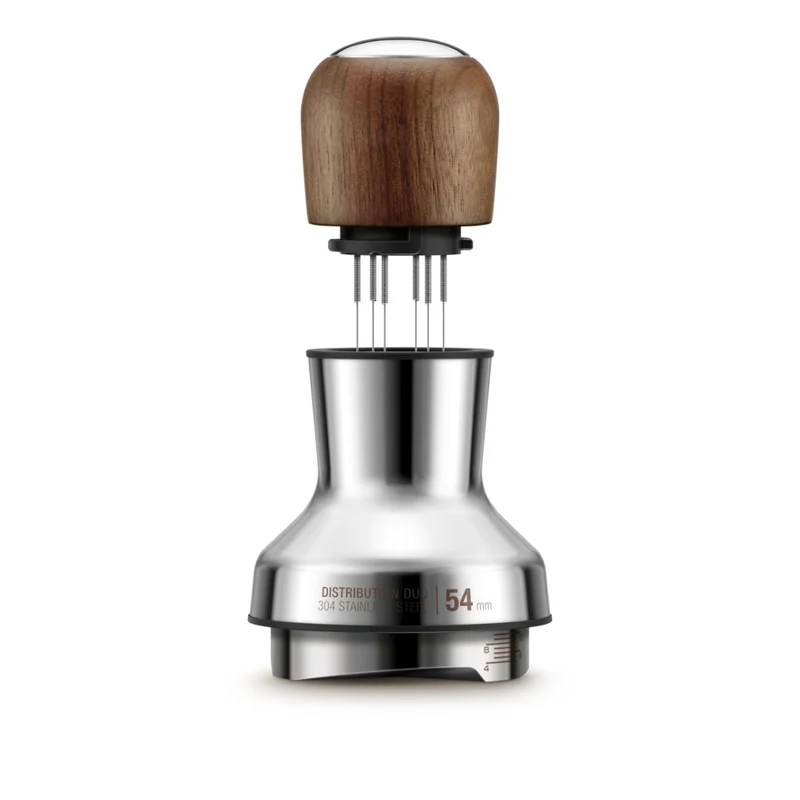 Accesorio para airear y nivelar el café molido de acero inox y madera de nogal Sage
