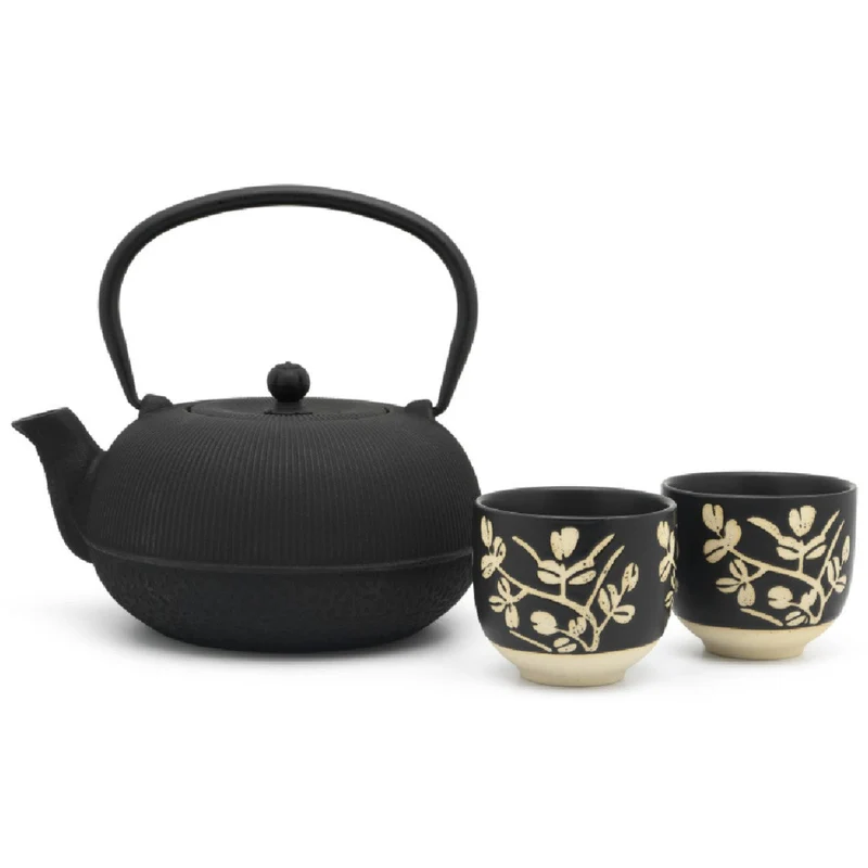 Set de té con tetera de hierro fundido y 2 tazas de porcelana Sichuan Bredemeijer