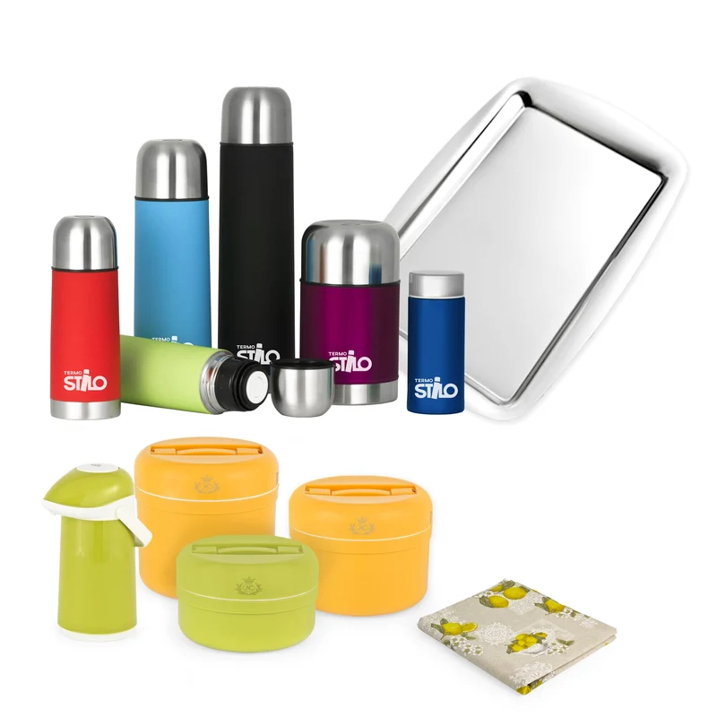 Set thermos in acciaio colorati con thermos porta-vivande colorati - Termostilo
