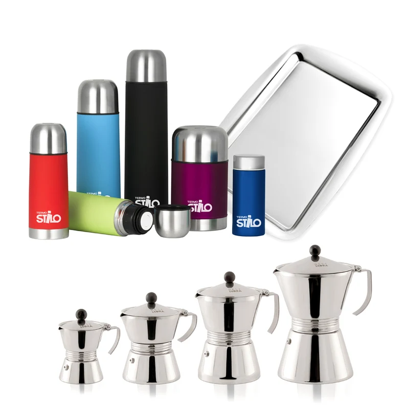 Set thermos in acciaio colorati con caffettiere ad induzione - Termostilo