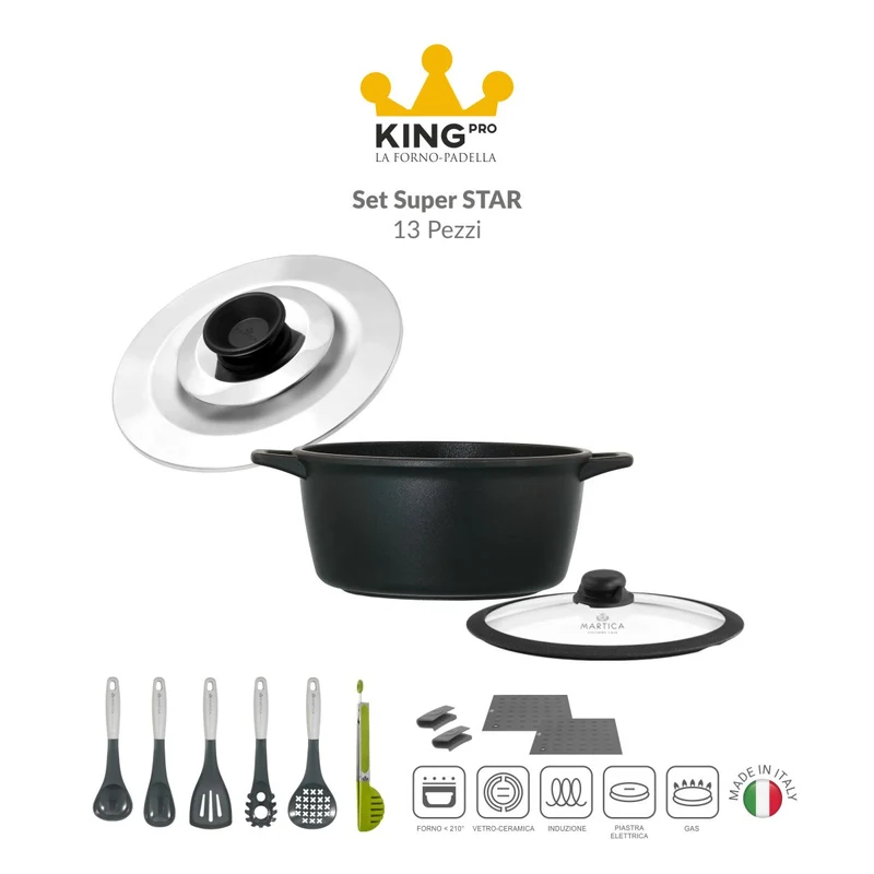Set casseruola antiaderente con coperchio - King Pro