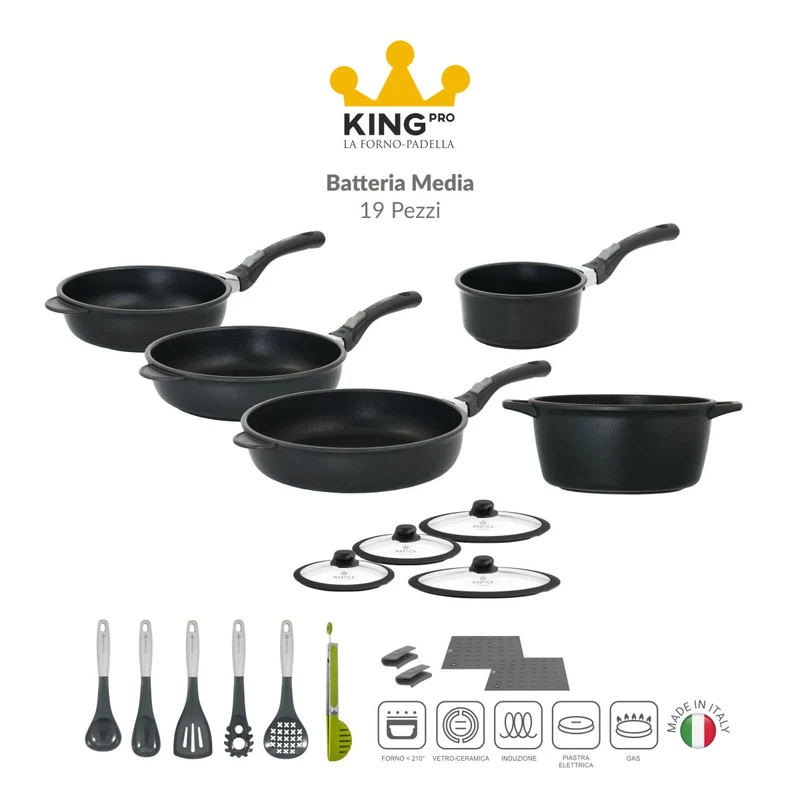 Batteria pentole induzione antiaderente media - King Pro