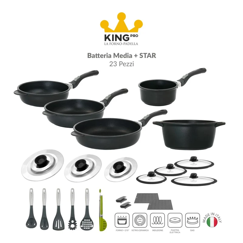 Batteria pentole induzione antiaderente media - King Pro Star