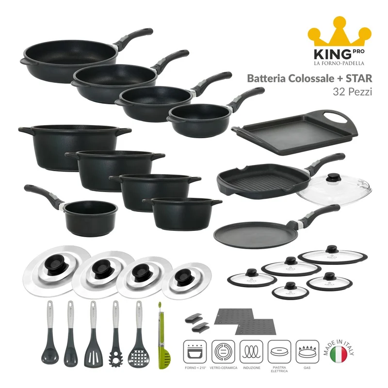 Batteria di pentole ad induzione antiaderente colossale - King Pro Star