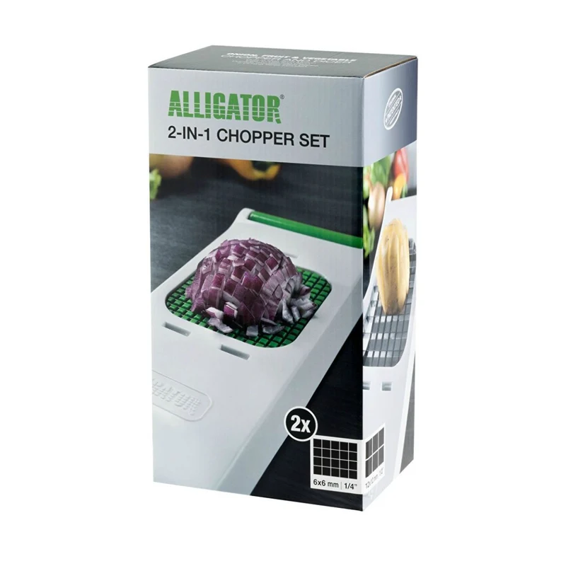 Cortador de patatas y verduras con dos cuchillas y recogedor Alligator