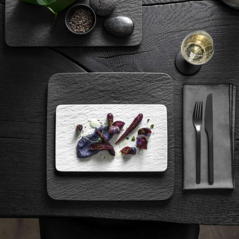 Bandeja rectangular de porcelana para servir Manufacture Rock Villeroy & Boch