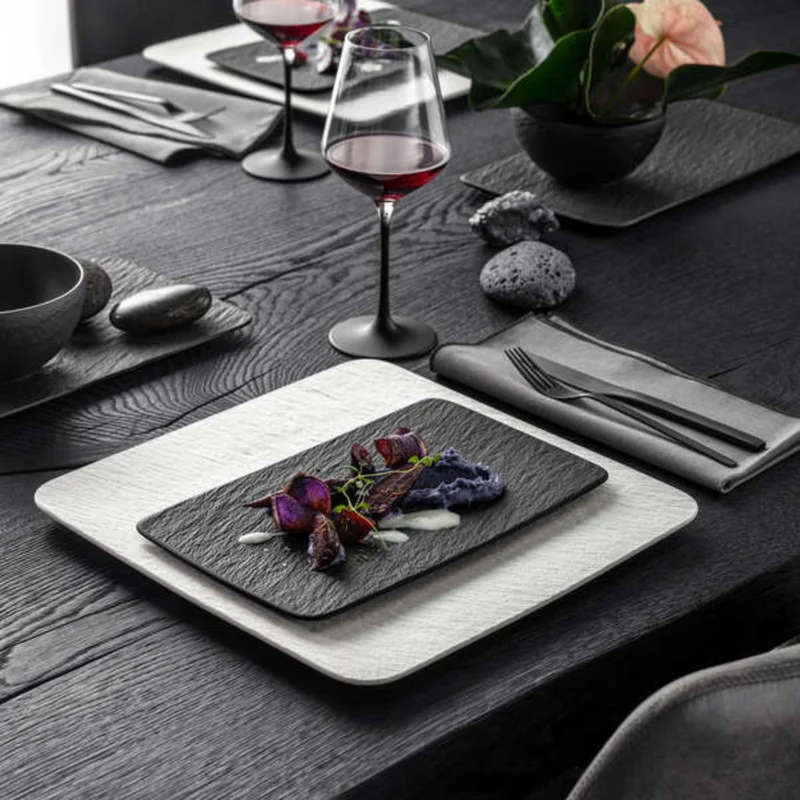Bandeja rectangular de porcelana para servir Manufacture Rock Villeroy & Boch
