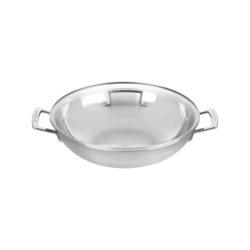 Wok de acero inoxidable con tapa de cristal Tricapa 3-PLY Le Creuset