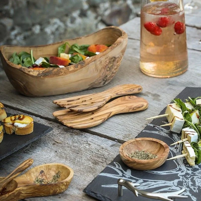 Set de 2 tenedores para ensalada de madera de olivo Selbrae